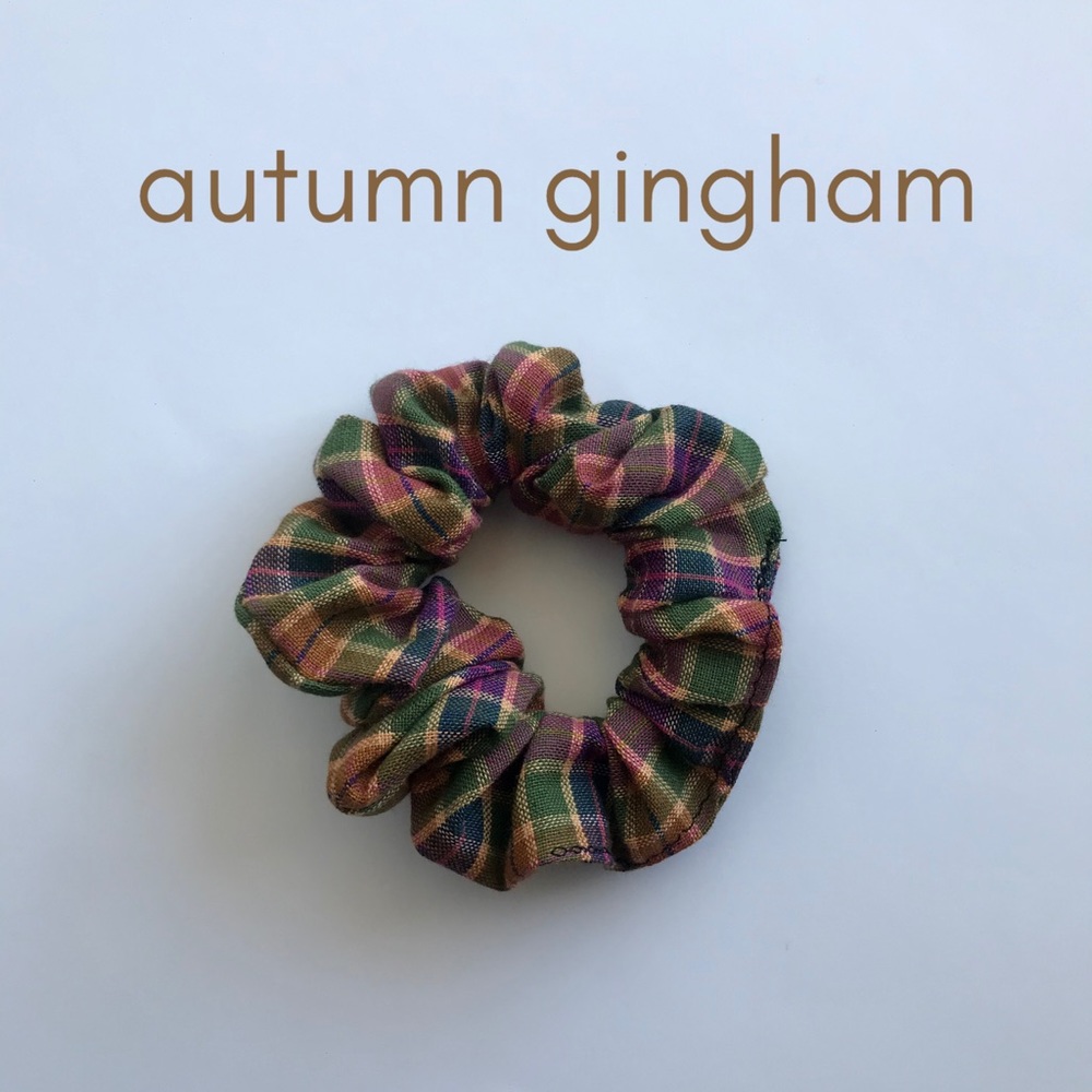 Handmade Autumn Gingham Scrunchie